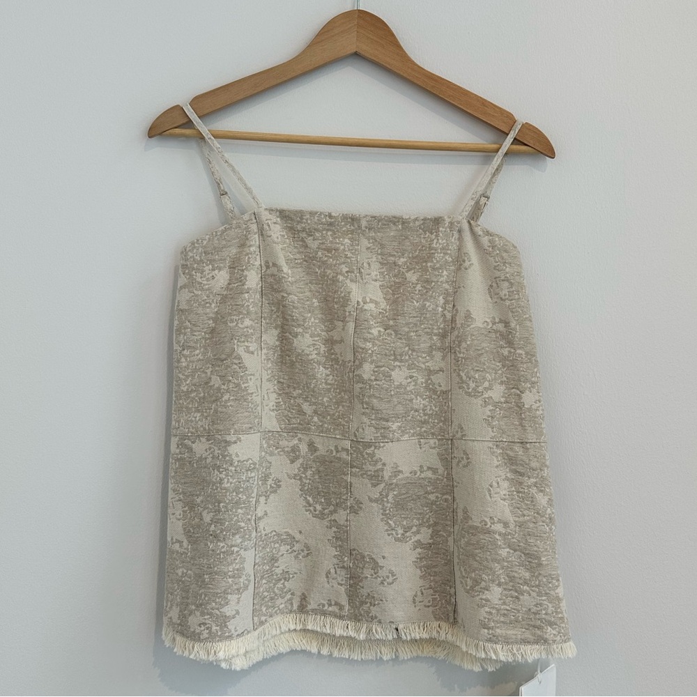 Cream Jacquard Tank Top.